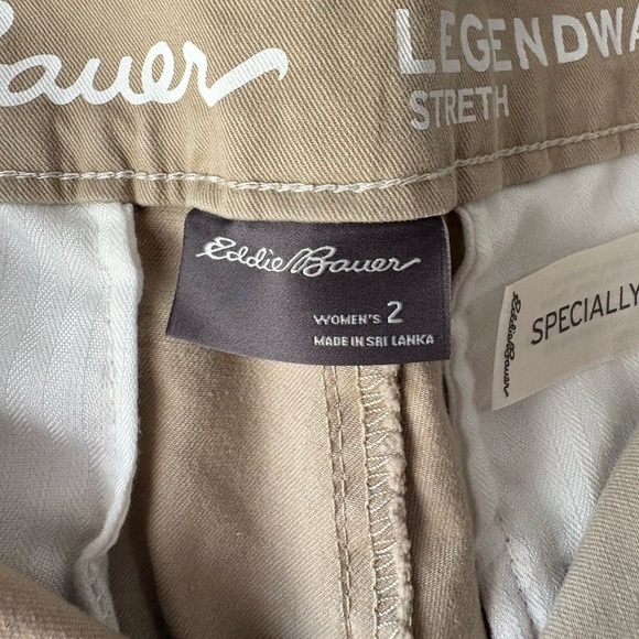 NWT Eddie Bauer, size 2, cargo utility tan pants, boyfriend slim - Picture 6 of 8